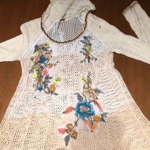 Free People size S long sleeve hooded shirt